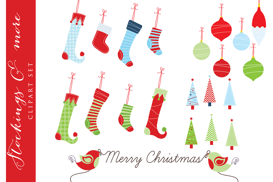 Christmas stockings clip art trees
