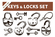 Keys & Locks Hand Drawn Vintage Set