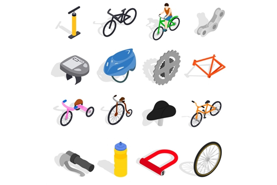 Bicycle icons set in Objects - product preview 8