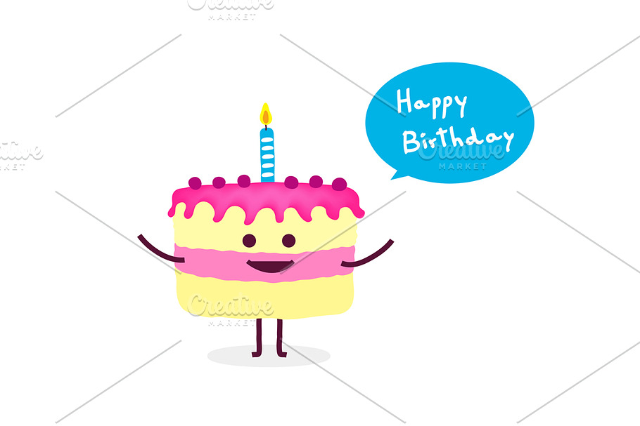 Happy birthday cake in Illustrations - product preview 8