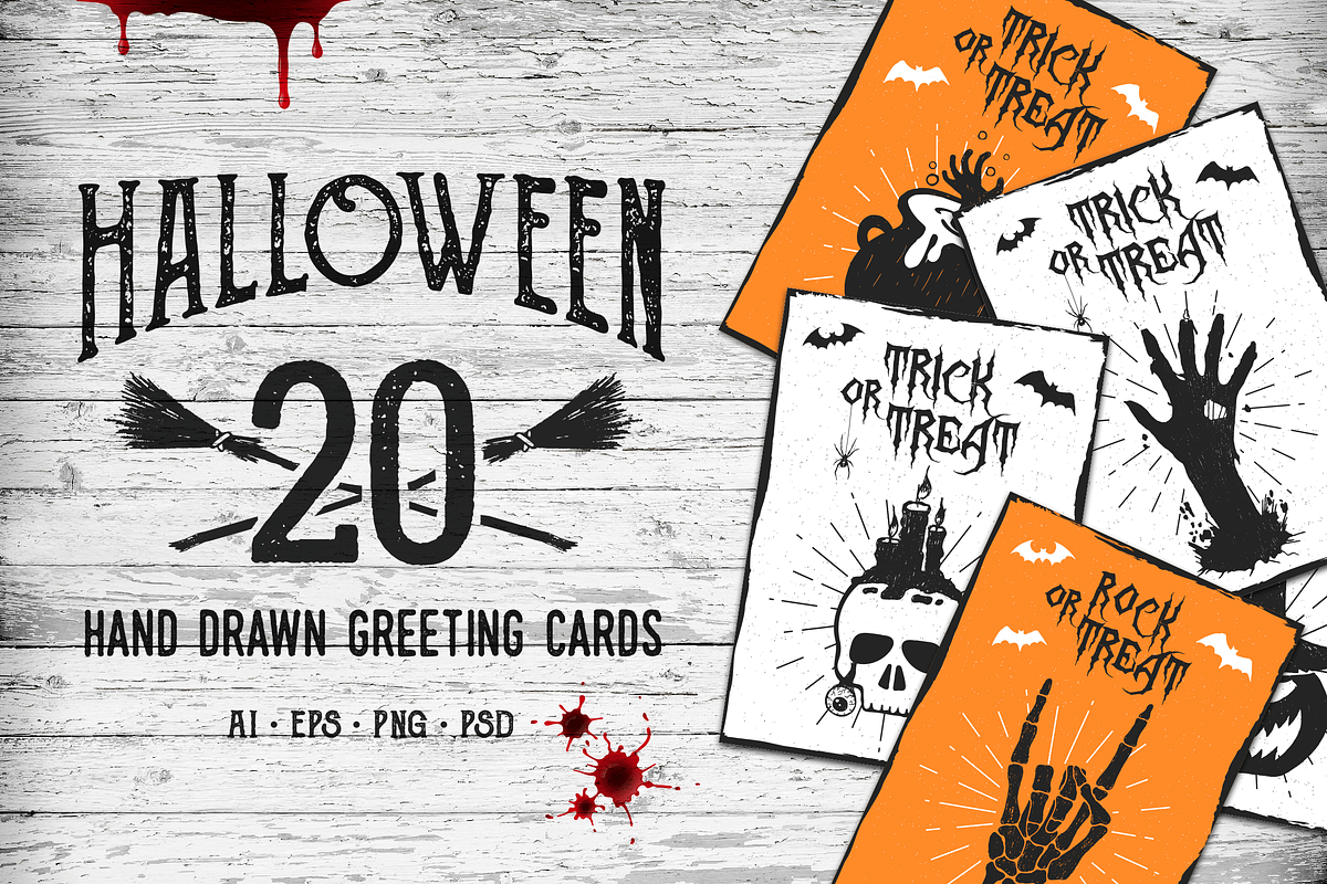 Halloween. 20 Greeting Cards in Illustrations - product preview 8