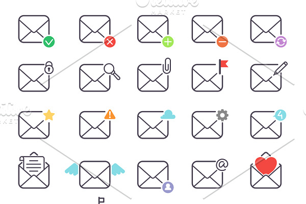 Envelope mail icons vector