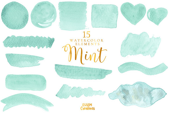 BUNDLE Mint Watercolor Splash in Textures - product preview 1