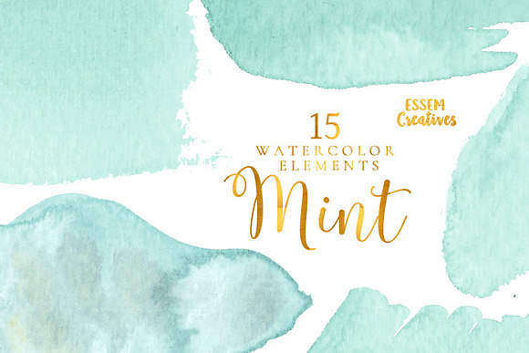 BUNDLE Mint Watercolor Splash in Textures - product preview 2