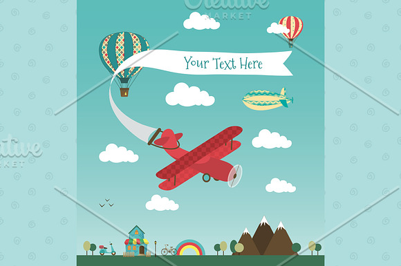 Vintage Air Vehicles Banner Design in Illustrations - product preview 2