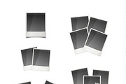 Retro instant photo cards on white