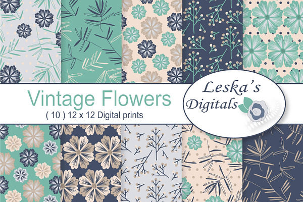 Floral Digital Paper Pattern Design