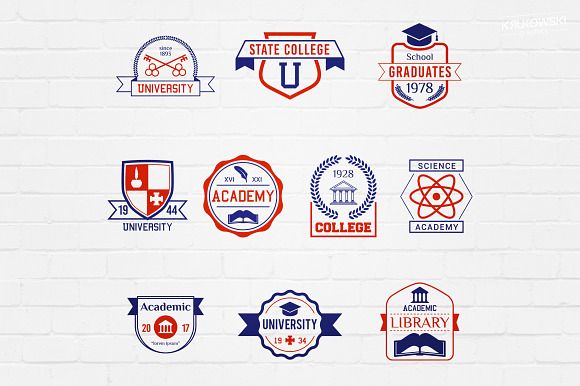 Academic College School Badges Logos in Logo Templates - product preview 2
