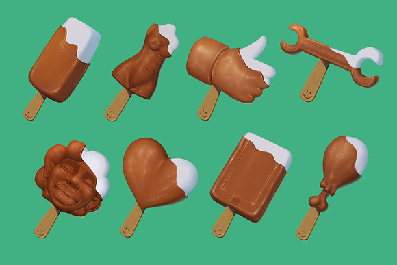 Set of ice cream shapes  in Objects - product preview 1