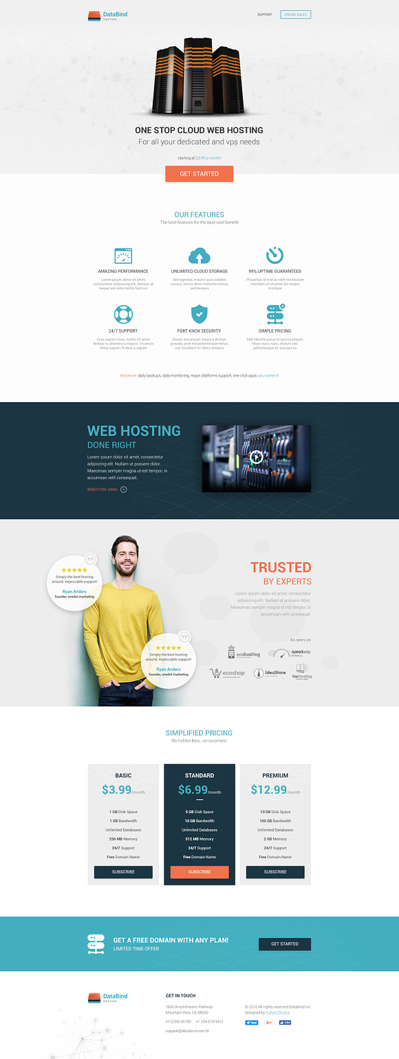 Data Bind - Hosting Landing Page PSD in Landing Page Templates - product preview 1