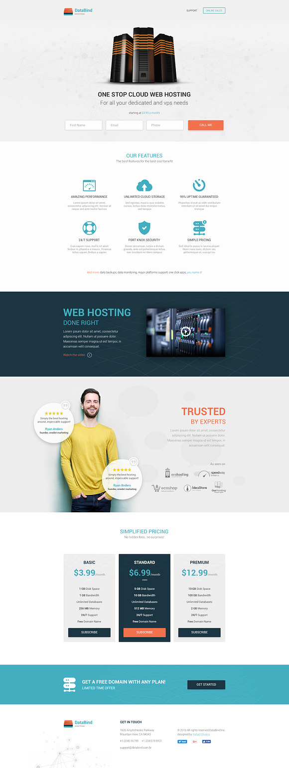 Data Bind - Hosting Landing Page PSD in Landing Page Templates - product preview 2