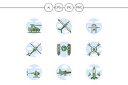 Military drones flat icons. Set 4