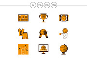 Basketball flat vector icons. Set 3