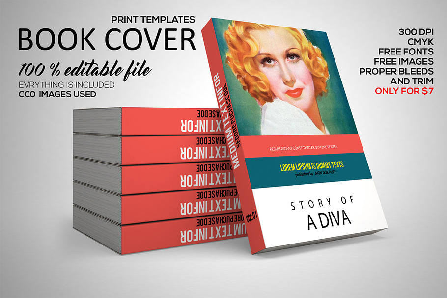 Book Cover Print Template PSD