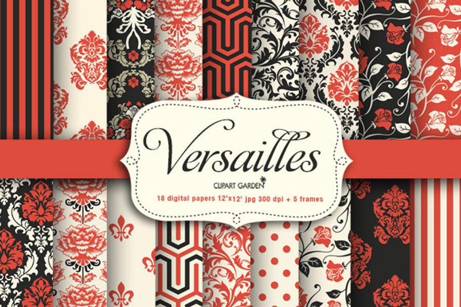 18 Versailles style papers + frames in Patterns - product preview 8