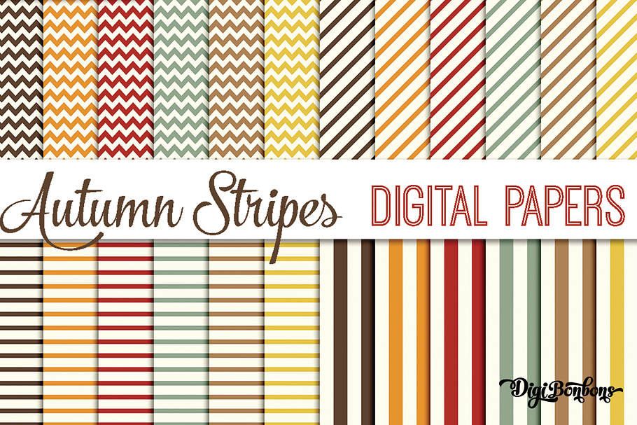 Simple Seamless Autumn Stripes 12x12