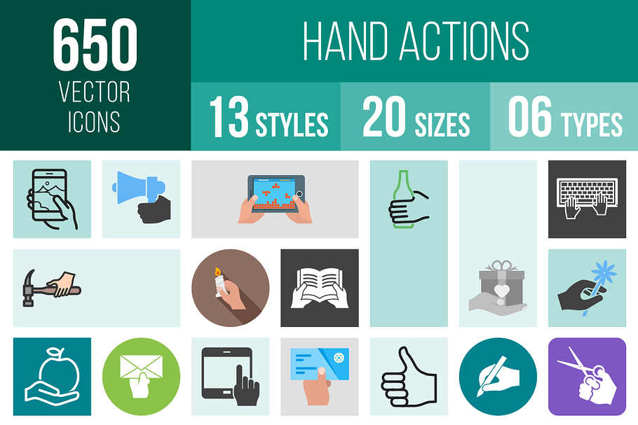 650 Hand Actions Icons