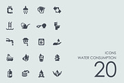 Water consumption icons