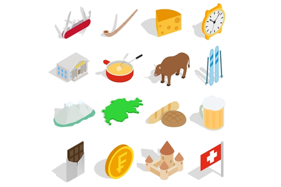 Switzerland icons set