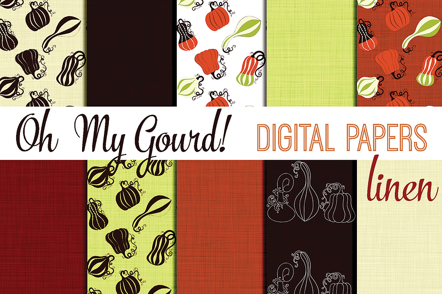 Oh My Gourd Digital Papers 12x12