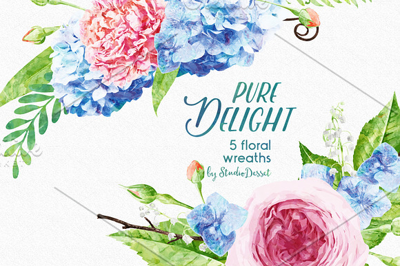 Pure Delight - 5 Floral Wreaths in Illustrations - product preview 2