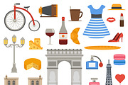 Icons set Paris cuisine vector set