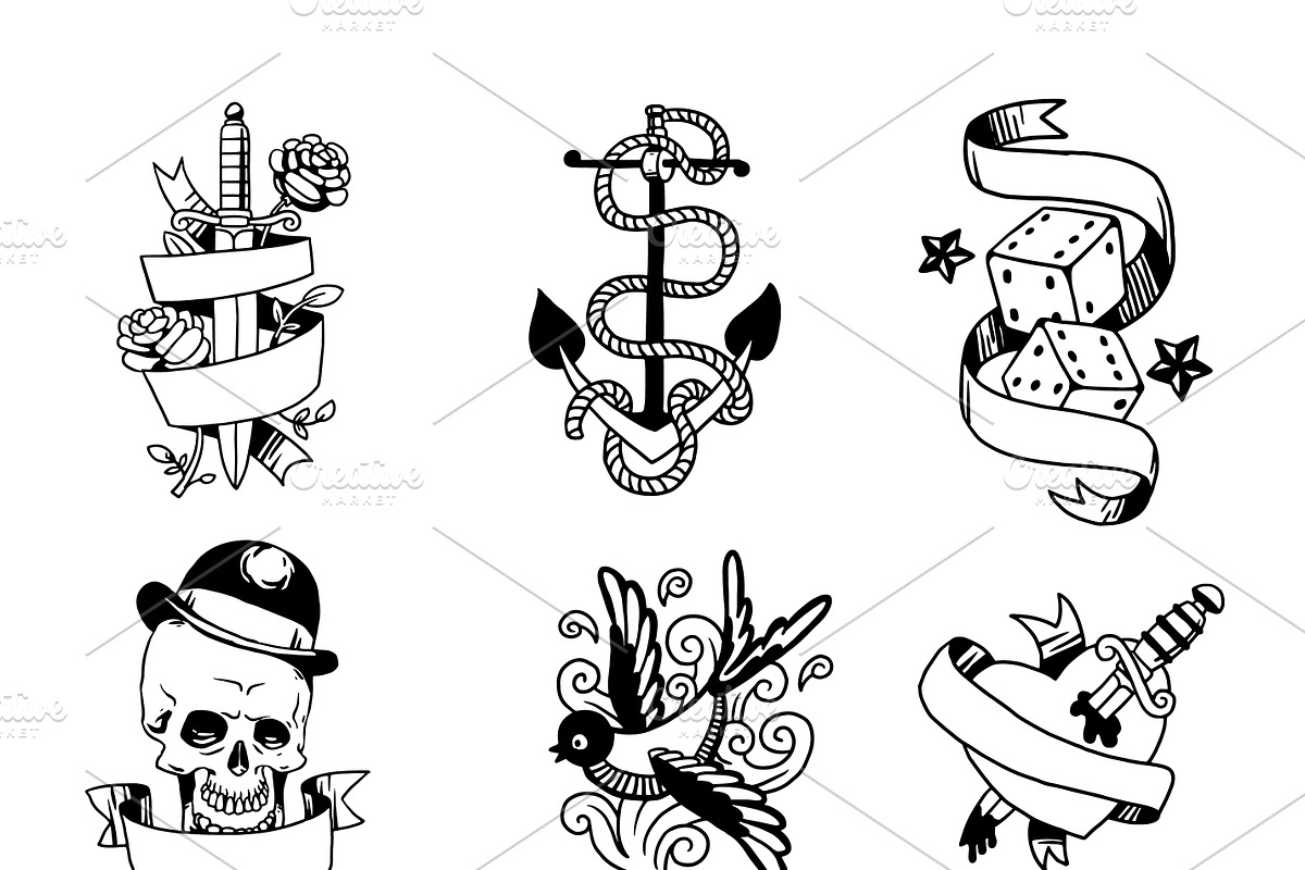 Old school tattoo element vector in Illustrations - product preview 8