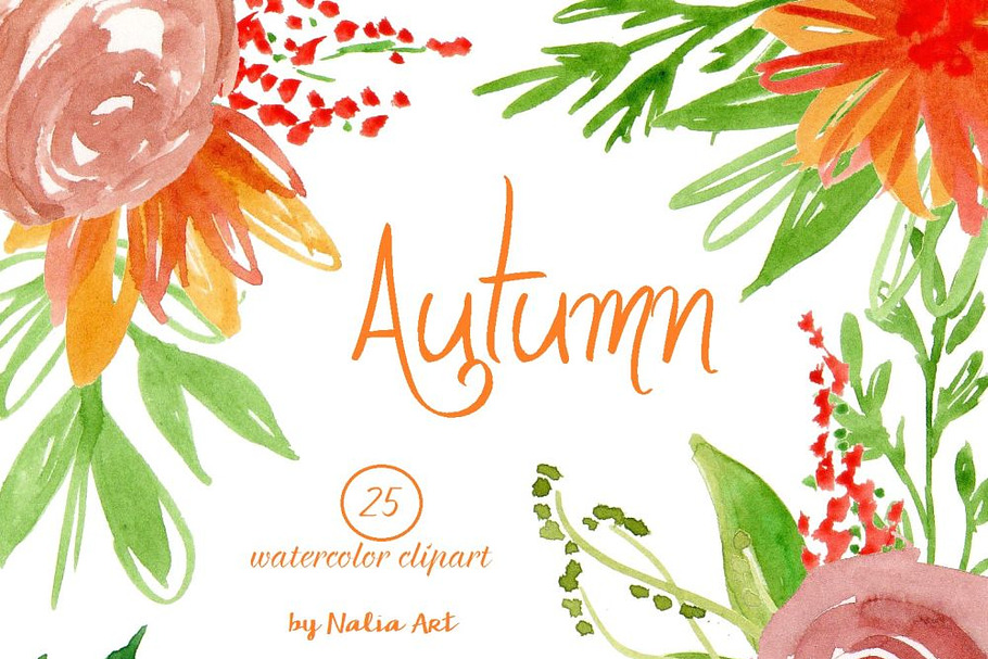 Autumn flowers clip art in Add-Ons - product preview 8