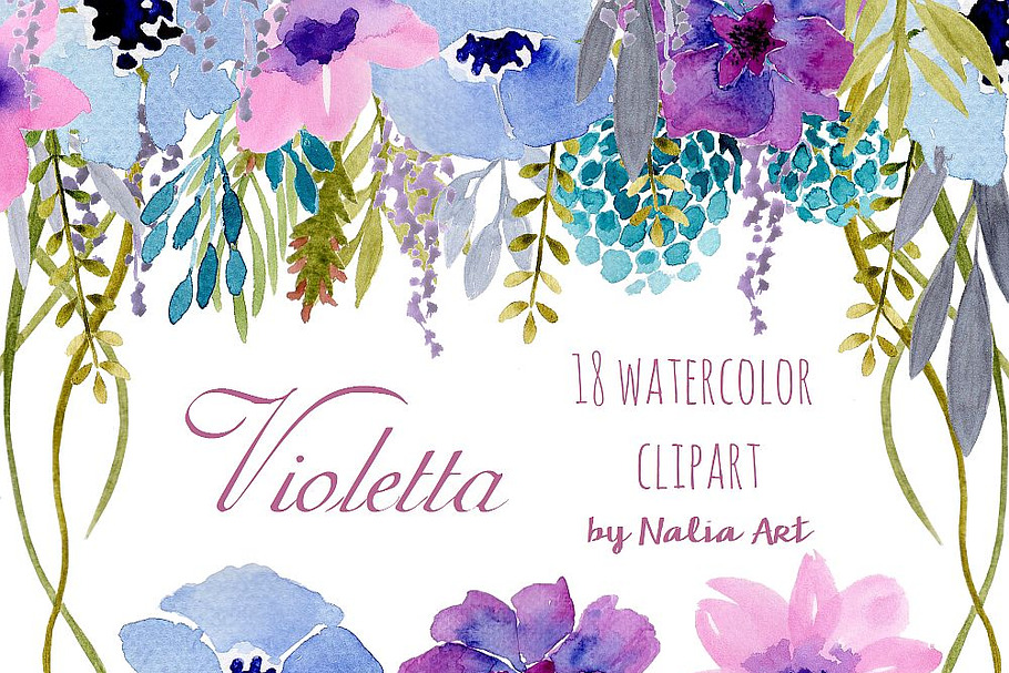 Handpainted watercolor flowers in Add-Ons - product preview 8