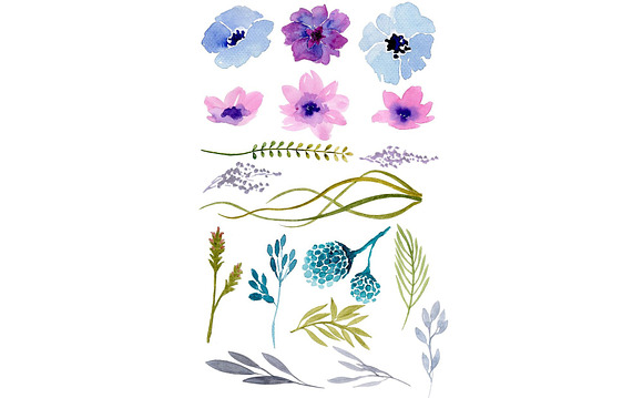 Handpainted watercolor flowers in Add-Ons - product preview 1