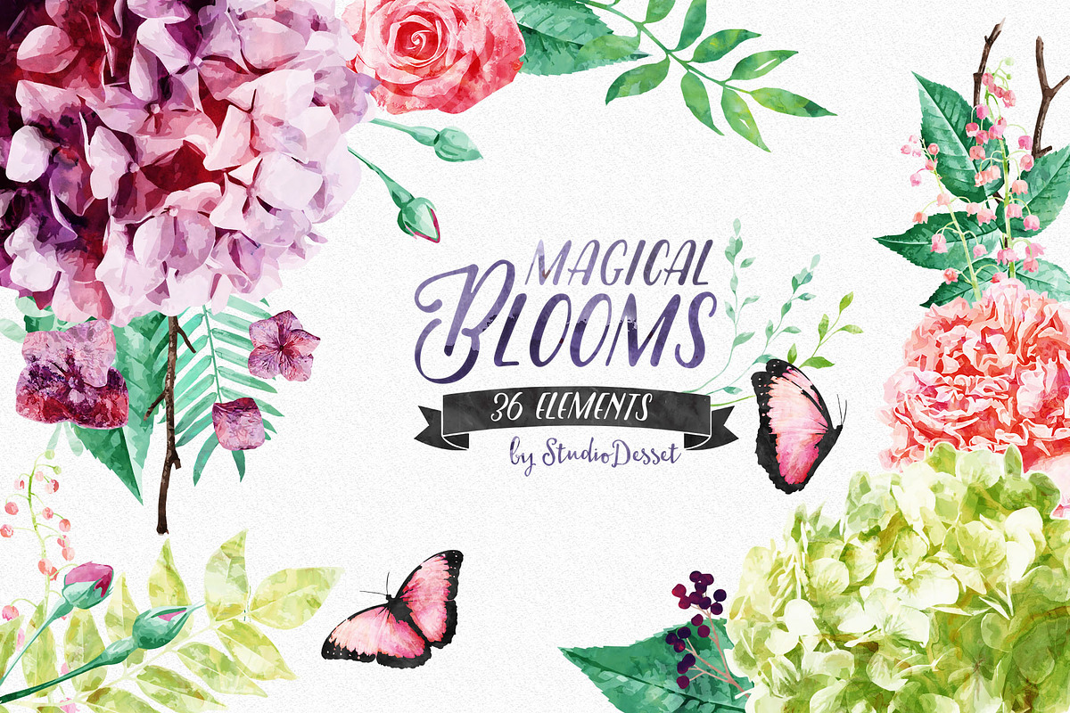 Magical Blooms - Watercolor Flowers in Illustrations - product preview 8