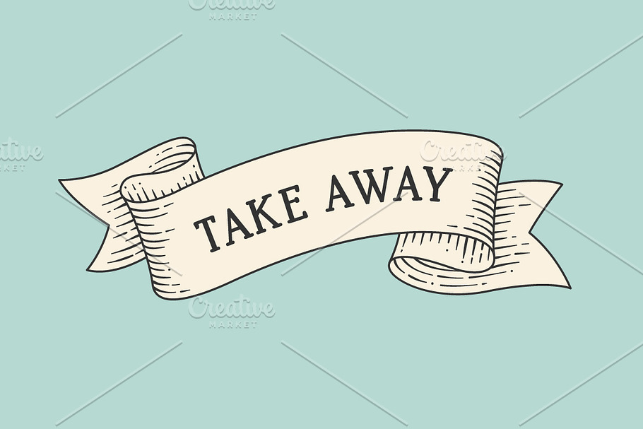 Take away. Vintage old ribbon in Illustrations - product preview 8
