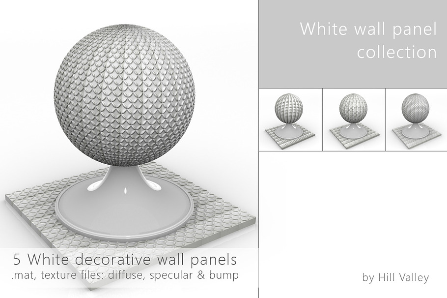 5 White wall panels/tiles in Man-Made - product preview 1
