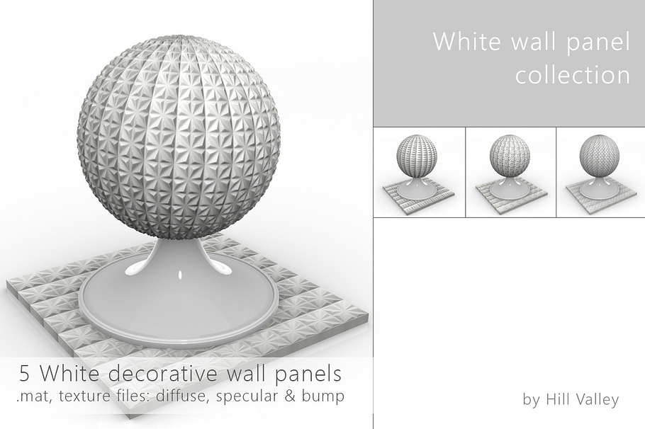 5 White wall panels/tiles in Man-Made - product preview 2