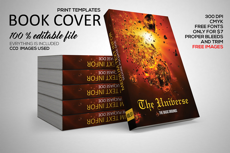 Universe Book Cover Print Template in Stationery Templates - product preview 8