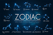Zodiac Constellations Vector Set. 