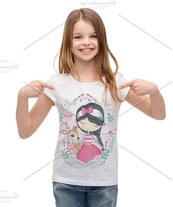 cute girl vector - little girl in Illustrations - product preview 1