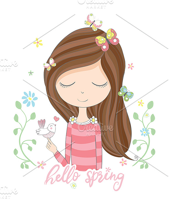 cute girl graphic in Illustrations - product preview 2
