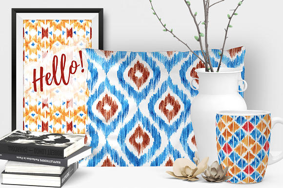 Watercolor IKAT patterns in Patterns - product preview 2