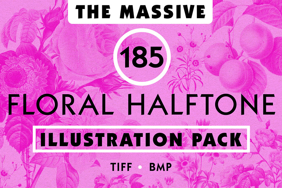Vintage Floral Halftone Pack in Illustrations - product preview 8