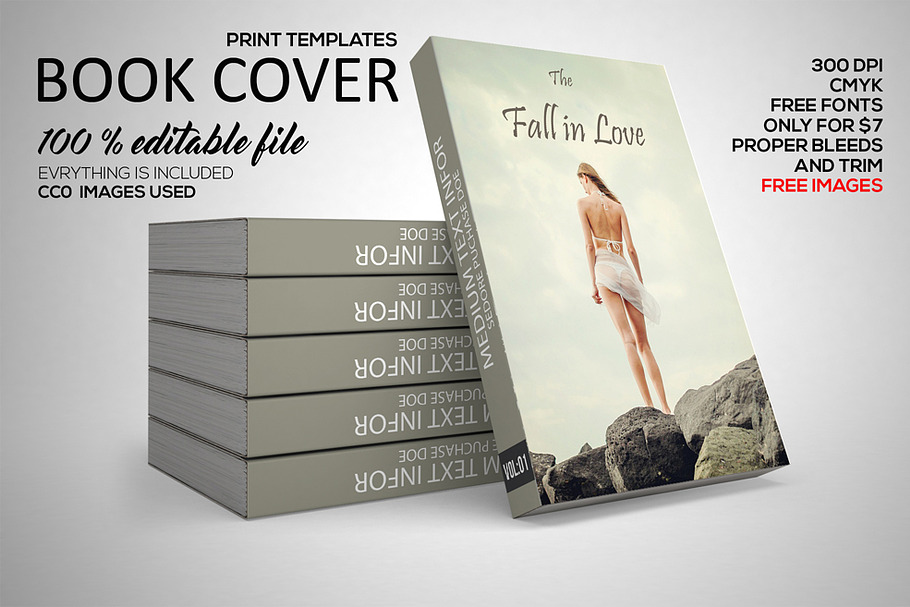 Love Book Cover Print Template in Stationery Templates - product preview 8