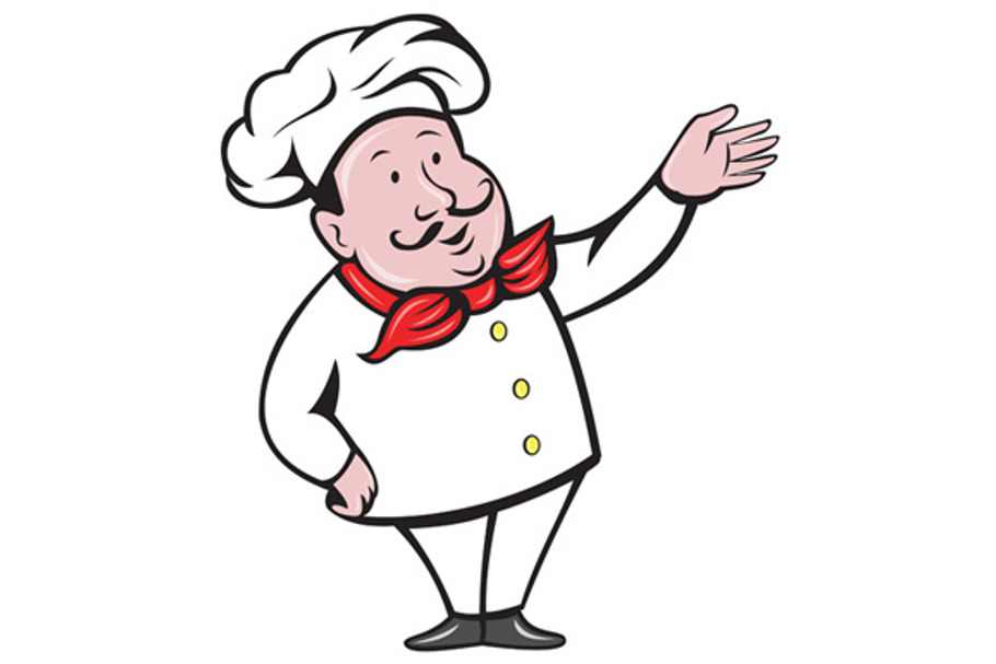 French Chef Welcome Greeting Cartoon