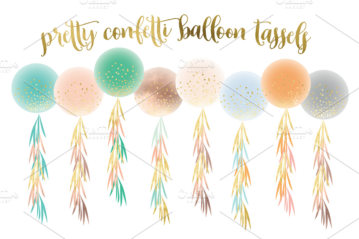 confetti balloon tassels clipart set in Graphics - product preview 8