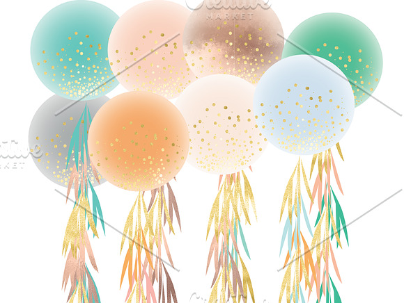 confetti balloon tassels clipart set in Graphics - product preview 1