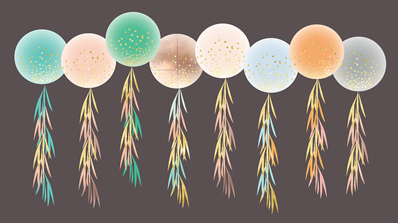 confetti balloon tassels clipart set in Graphics - product preview 2