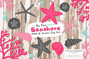 Seashells Clipart in Hot Pink