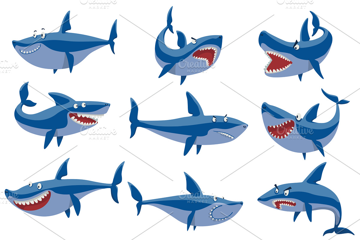 Download Vector swimming angry shark | Custom-Designed ...