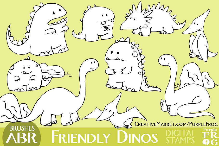 FRIENDLY DINOS - Stamps / Brushes in Photoshop Brushes - product preview 8