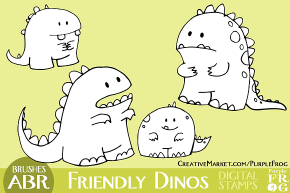 FRIENDLY DINOS - Stamps / Brushes in Photoshop Brushes - product preview 1