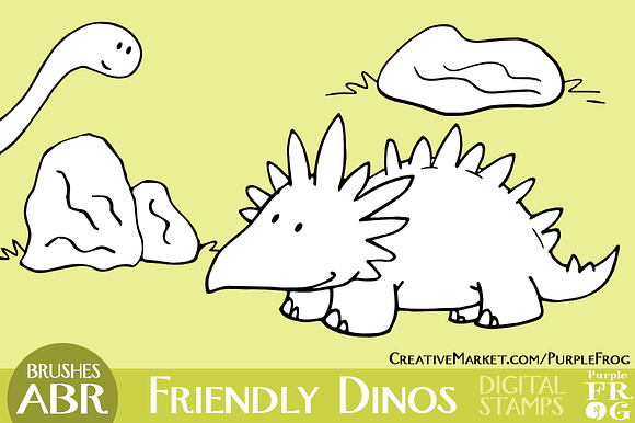 FRIENDLY DINOS - Stamps / Brushes in Photoshop Brushes - product preview 3